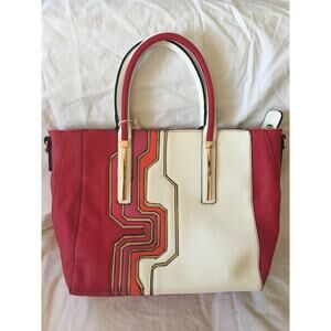 Alyssa Pink Coral Gold Cutout Abstract Over The Shoulder Purse Hand Bag